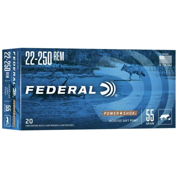Federal Cartridge Co. Federal Power-Shok Rifle Ammunition .22-250 Rem 55 gr SP 3050 fps - 20/ct