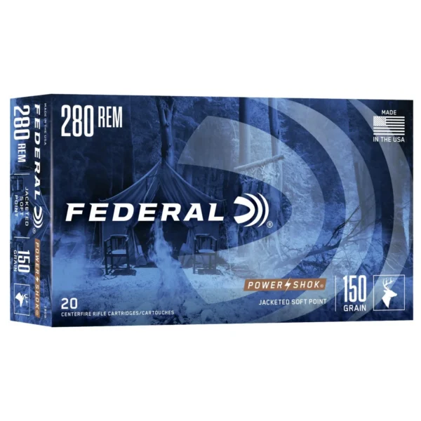 Federal Cartridge Co. Federal Power-Shok Rifle Ammunition .280 Rem 150 gr SP 2890 fps - 20/ct