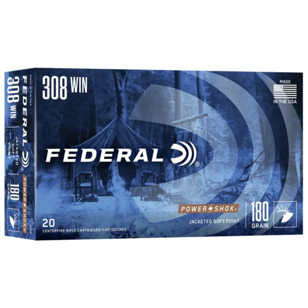 Federal Cartridge Co. Federal Power-Shok Rifle Ammunition .308 Win 180 gr SP 2570 fps 20/ct