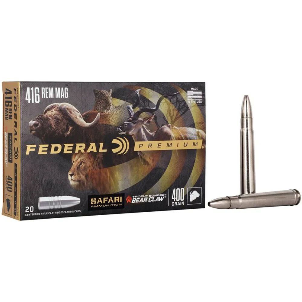 federal-premium-cape-shok-416-rem-mag-ammunition-primary Federal Cartridge Co. Federal Premium Cape-Shok Rifle Ammunition .416 Rem Mag 400 gr TBBC 2400 fps - 20/ct