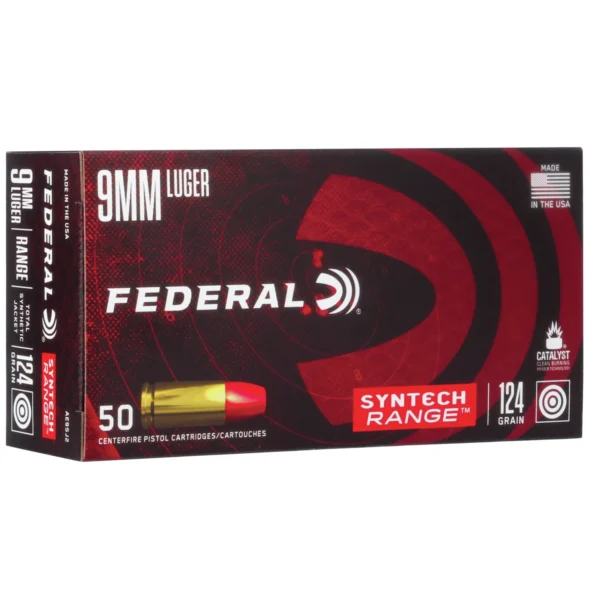 Federal Cartridge Co. Federal Syntech Range Handgun Ammunition 9mm Luger 124gr TSJ 1110 fps 50/ct