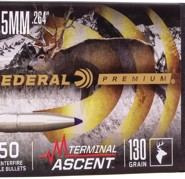 Federal Terminal Ascent Component Bullet, black retail box front view beside one silver bullet