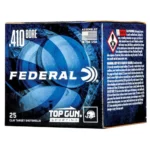 Federal FED TOP GUN blue shotshell box shown from front and right side