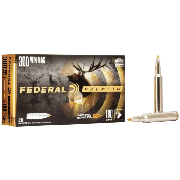 Federal Cartridge Co. Federal Trophy Bonded Tip Rifle Ammunition .300 Win Mag 180gr PT 2960 fps 20/ct