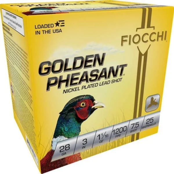 Fiocchi Ammunition Fiocchi Golden Pheasant Shotshells 28ga 3" 1-1/16oz 1200 fps #7.5 25/ct