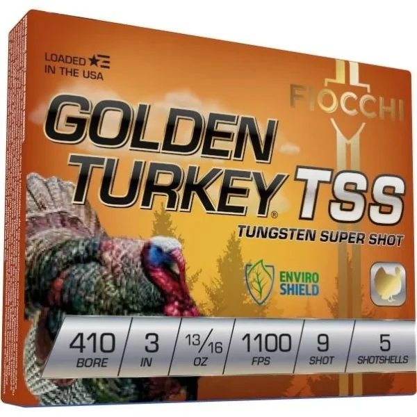 Fiocchi Ammunition Fiocchi Golden Turkey Tungsten TSS Shotshells 410 ga 3" 13/16oz 1100 fps #9 5/ct
