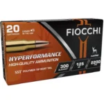 Fiocchi Hyperformance Hunt SST Rifle Ammunition, black and orange retail box, front view