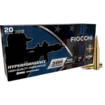 Fiocchi Hyperformance SBR Sierra Matchking ammunition box with one brass cartridge, front view
