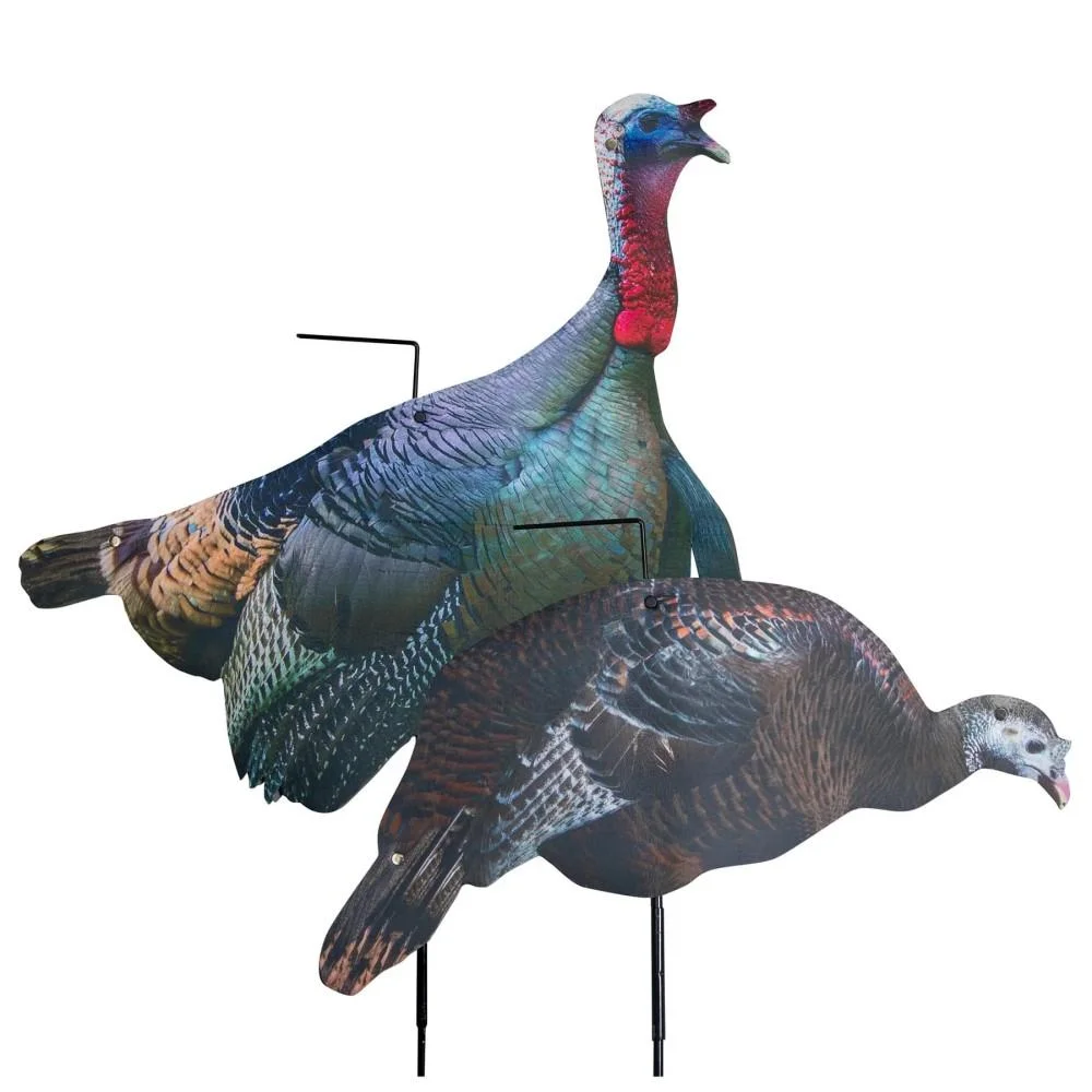 flex-turkey-decoy-combo-primary Higdon Flex Turkey Decoy Combo, full-color tom and hen silhouettes with support stakes