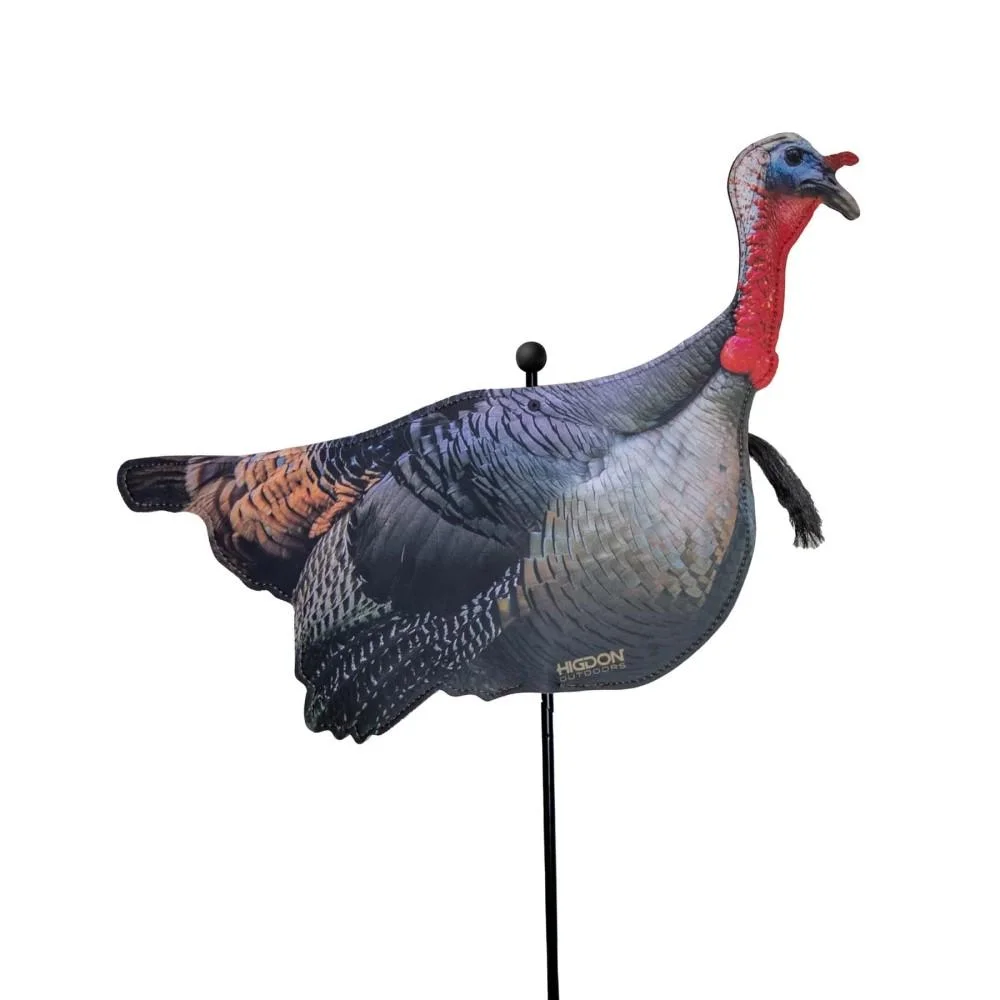 flex-turkey-decoy-upright-tom-silhouette-primary Higdon Flex Turkey Decoy Upright Tom Silhouette, side view with stake and lifelike plumage