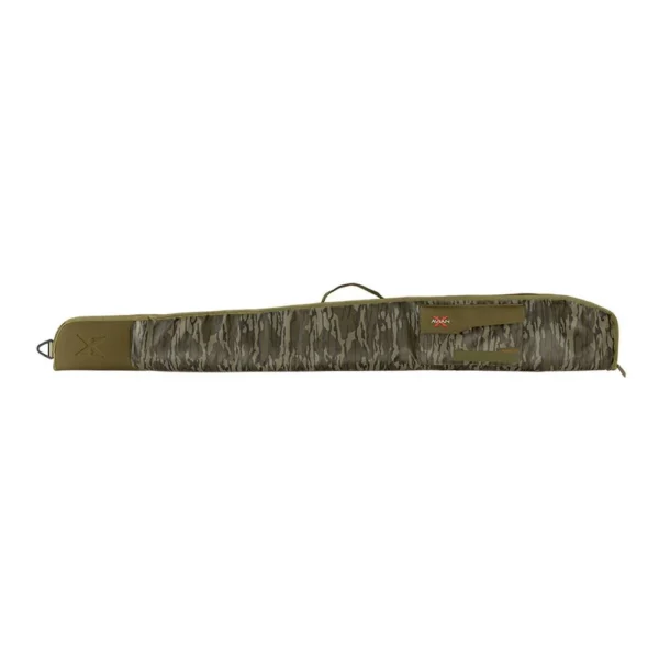 Avian-X Standard Floating Shotgun Case, side view in green and brown camouflage with carry handle