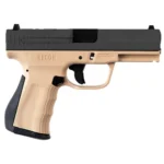 FMK G2 pistol, right-side view with flat dark earth frame and black slide
