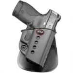 Fobus Evolution Holster Rot-Paddle, black front view with paddle and handgun visible