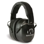 Walker's Folding Range Muff, black over-ear hearing protectors in front view