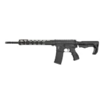 Fostech Tech-15 Stryker Rifle, left-side view in black with magazine, long rail and angled stock