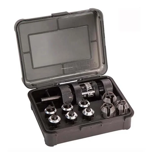 AOB Frankford Arsenal Universal Precision Case Trimmer, components arranged in an open black case