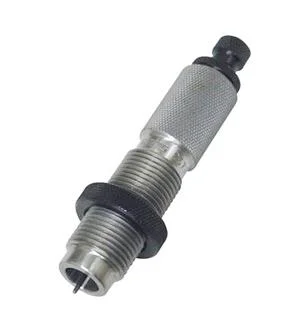 Redding Series D Full Length Sizing Die, silver angled view with threaded body and black ring