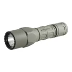 Surefire G2X Pro LED Flashlight, angled side view in foliage green with flared bezel and clip