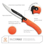Outdoor Edge RazorMax Replaceable Fixed Knife 3-1/2" Drop Point Blade 5" Boning Blade Black - alternate view 2
