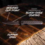 Outdoor Edge Peleus Folding 3-3/10" Clip Point Blade Blade Black - alternate view 2