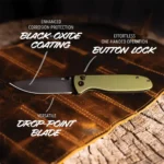 Outdoor Edge Dirk Folding Knife 3-1/4" Drop Point Blade Green - alternate view 2
