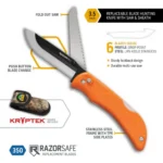 Outdoor Edge RazorPro S Replaceable Blade Folding Knife 3-1/2" Drop Point Blade with Fold Out Saw Orange - alternate view 2