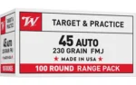 Winchester Ammunition Winchester USA Handgun Ammunition .45 ACP 230 gr. FMJ 835 fps 100/ct - alternate view 2