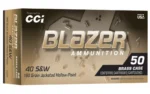 Cci Blazer Brass Handgun Ammunition .40 S&W 180gr JHP 1015 fps 50/ct - alternate view 2