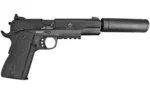 American Tactical Inc-ATI ATI German Sport 1911 AD OPS Handgun 22LR 10/rd 5" Barrel Black with Fake Suppressor - alternate