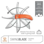 Outdoor Edge Swingblade Rotating Dual-Blade Hunting Knife 3-3/5" Drop Point Blade 3-1/5" Gutting Orange - alternate view 2