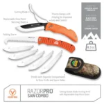 Outdoor Edge RazorPro G Saw Combo Hunting Knife & Folding Saw 3-1/2" Drop Point Blade Orange - alternate view 2