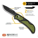 Outdoor Edge RazorEDC Lite Replaceable Blade Folding Knife 2-1/2" Drop Point Blade Green - alternate view 2