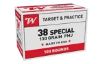 Winchester Ammunition Winchester Target Handgun Ammunition .38 Spl 130 gr. FMJ-FP 800 fps 100/ct - alternate view 2
