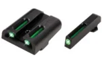 Truglo TFO Tritium/Fiber-Optic Day/Night Sights Fit Glock 20 21 25 28 29 30 31 32 37 40 and 41 - Front Green/Rear Green