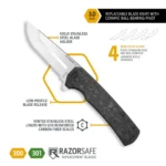 Outdoor Edge Razor VX5 Replaceable Blade Folding Knife 3" Drop Point Blade Black - alternate view 3