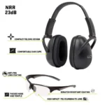 The Allen Company Inc. Allen ULTRX Blocker Eye & Ear Protection Combo Passive Ear Muffs 23dB Black Shooting Glasses Clear