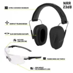 The Allen Company Inc. Allen ULTRX Shield Ear & Eye Combo Passive Earmuff 23dB Midnight Grey Shooting Glasses Clear