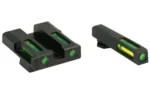 North Pass Ltd. Hiviz HIVIZ LiteWave H3 sight Green LitePipe/White front ring fits Glock Models Chambered in 9mm Luger 40 S&W