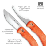 Outdoor Edge Swingblade Rotating Dual-Blade Hunting Knife 3-3/5" Drop Point Blade 3-1/5" Gutting Orange - alternate view 3
