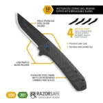 Outdoor Edge Razor VX4 Replaceable Blade Folding Knife 3" Drop Point Blade Black - alternate view 3