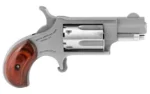 North American Arms NAA 22LR Mini Revolver Handgun .22 LR 5rd Capacity 1.125" Barrel Silver with Wood Grip - alternate view 3