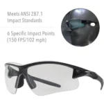 Westchester Protective Gear DBA PIP Global Safety Howard Leight UVEX Acadia Shooting Glasses Black with Clear Lens