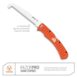 Outdoor Edge RazorPro G Saw Combo Hunting Knife & Folding Saw 3-1/2" Drop Point Blade Orange - alternate view 4