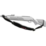 Gamo Gun Buddy Air Rifle Sling, black, attached beneath a gray air rifle in right-side view