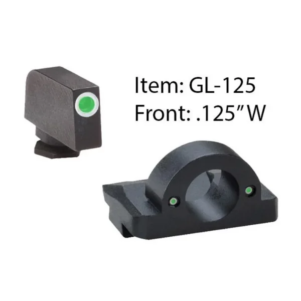 AmeriGlo Ghost Ring Night Sight Set black front and rear sights with green and white dots