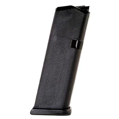 glock-19-9mm-15-round-magazine-primary ProMag Glock 19 Magazine, black front view with textured polymer body and baseplate