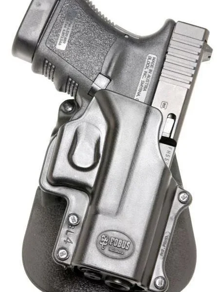 Fobus Standard Paddle Holster for Glock 29|Glock 30, black front view holding a pistol