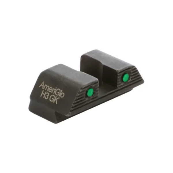 Ameriglo Green Tritium 2-dot Rear Sight, black sight with two green dots, angled view