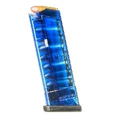 glock-43-9mm-extended-magazine-primary Elite Tactical Systems Handgun Magazine, translucent blue magazine shown at an angle