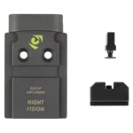 Night Fision 509T plate and sights, top view of black mounting plate, front sight and rear sight
